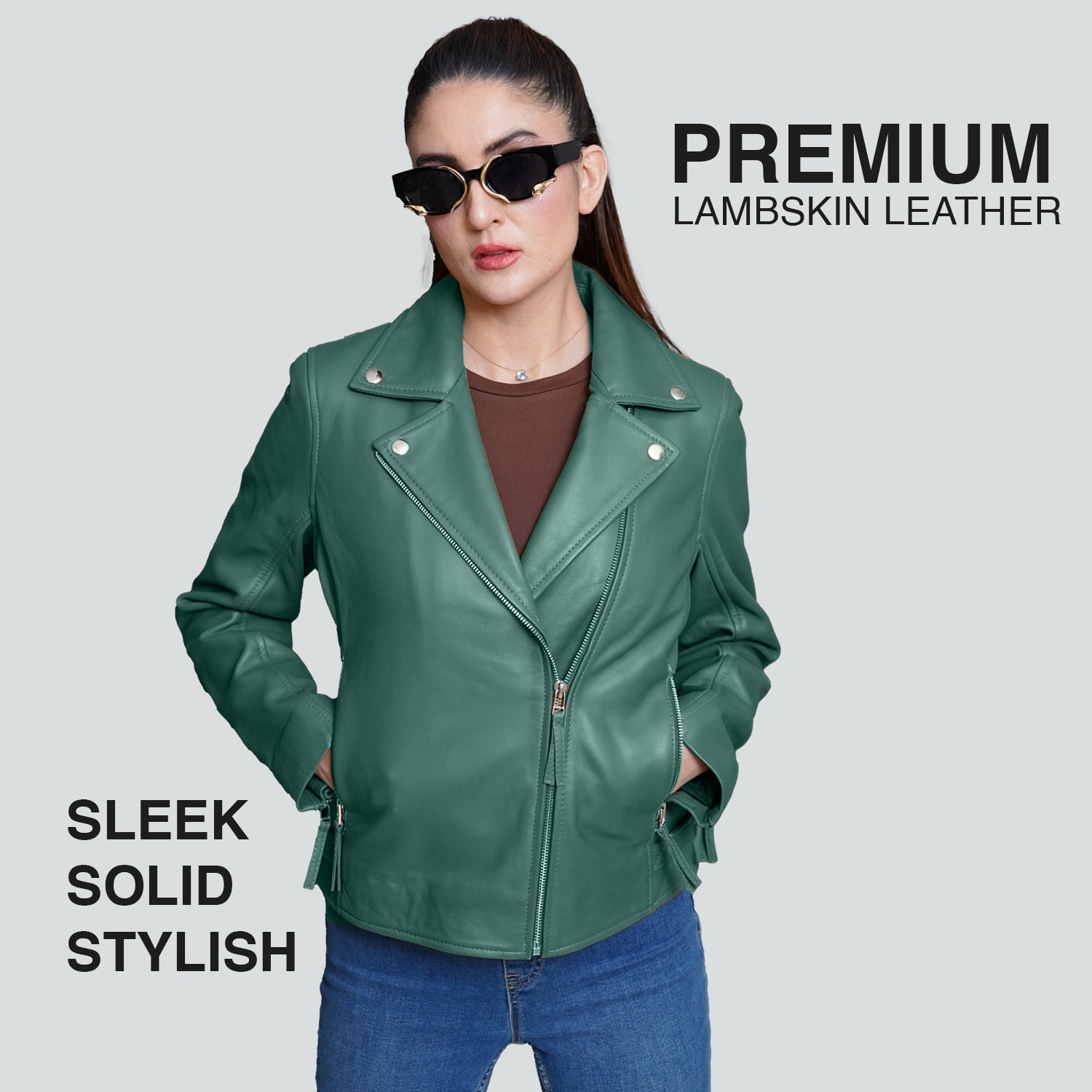 Women Green Leather Jacket Outfit