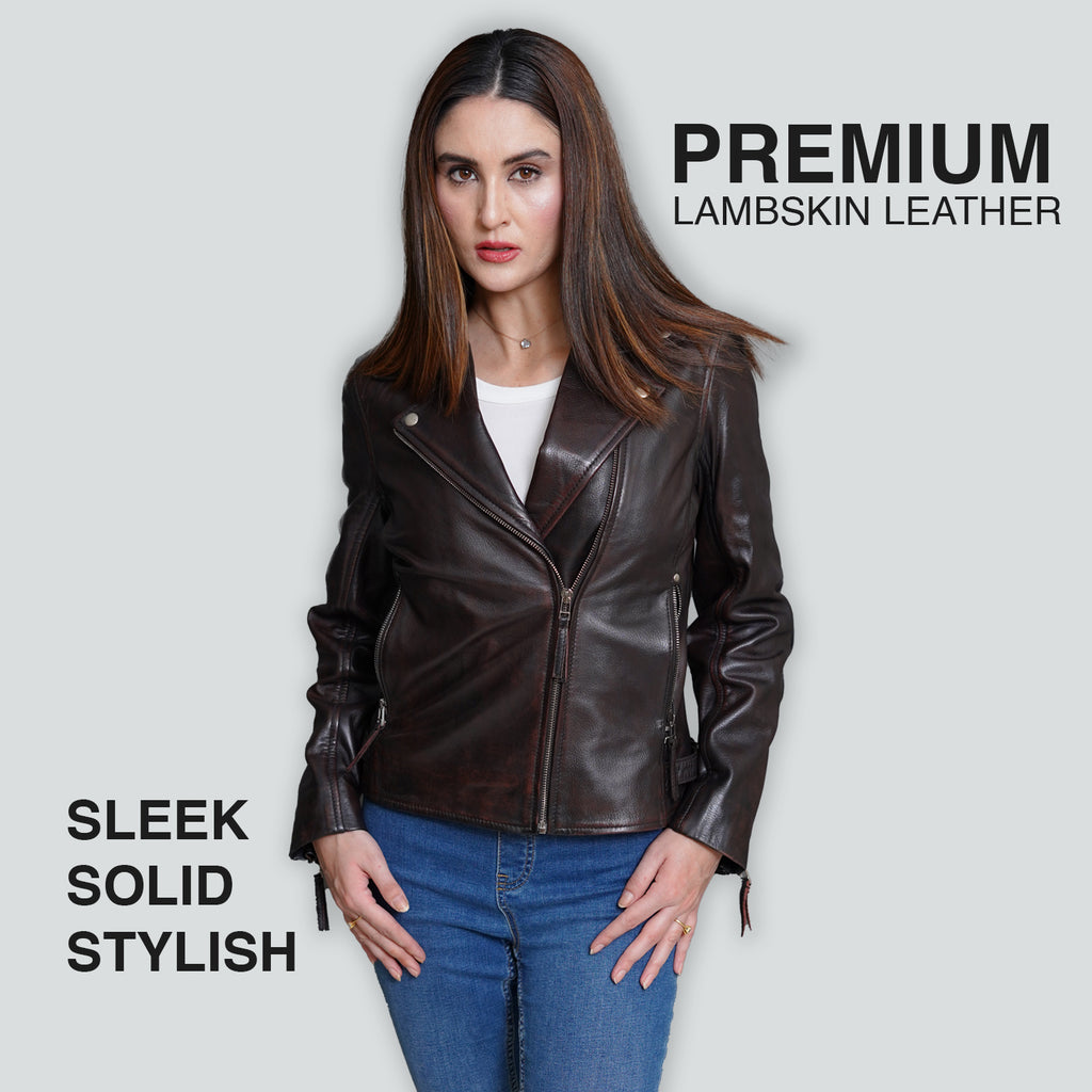 Cute Reddish Leather Jacket Women