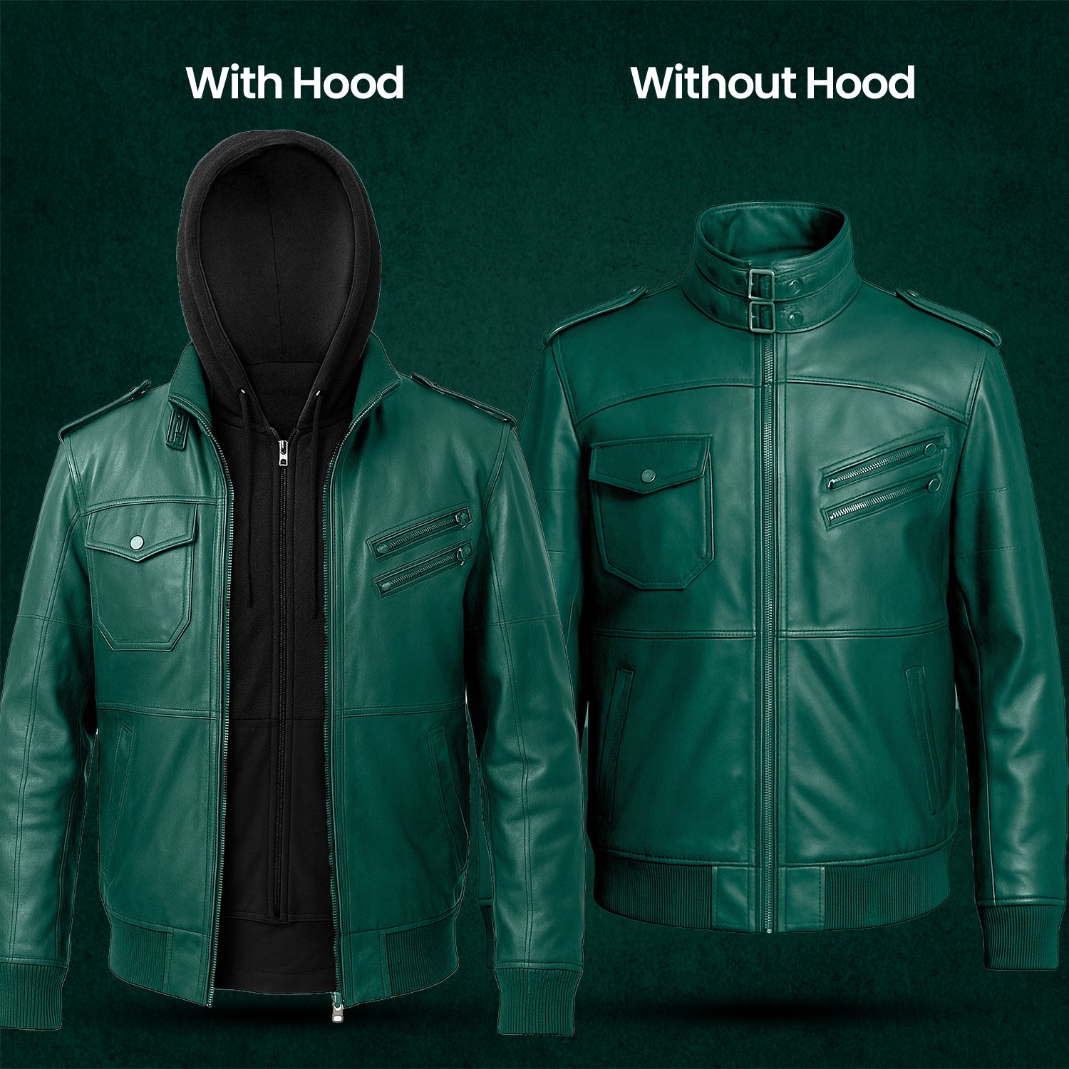 Men's Genuine Sheepskin Hooded Bomber Jacket