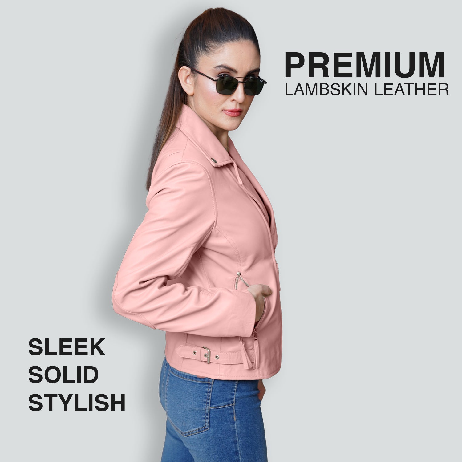 Pink Bomber Leather Jacket Women