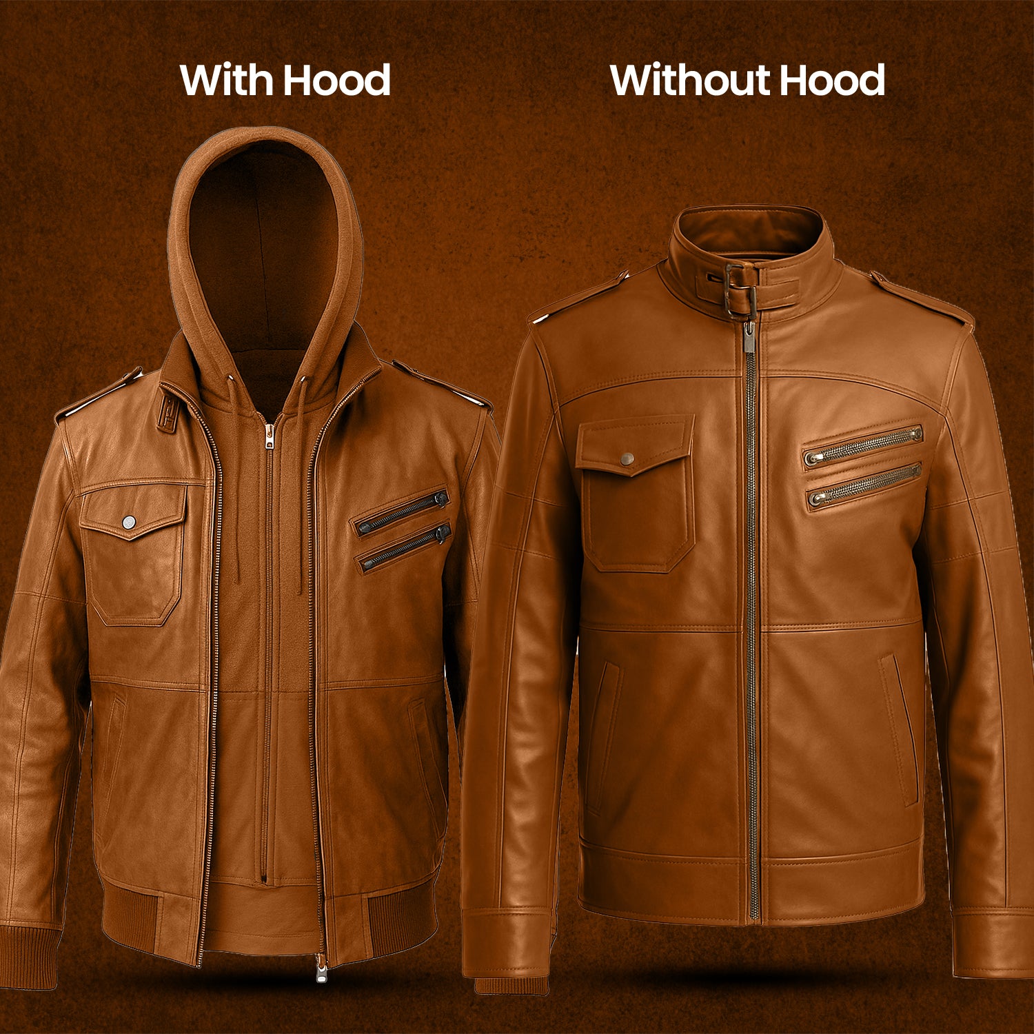 Men’s Hooded Biker Leather Jacket