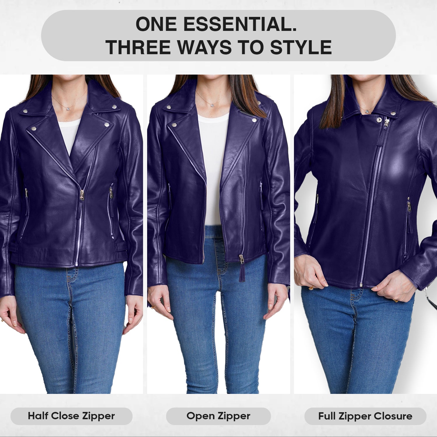 Purple Biker Leather Jacket Women