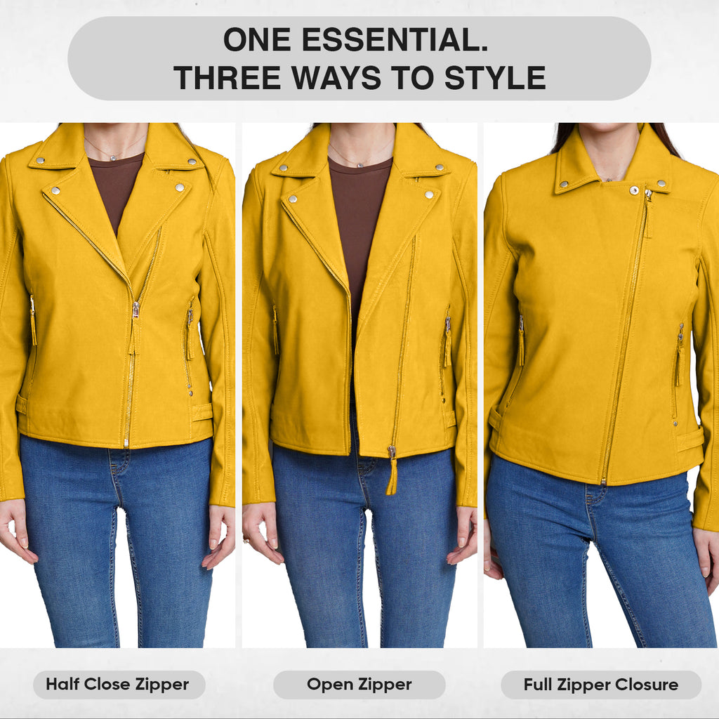 Yellow Leather Jacket Women Dynamite