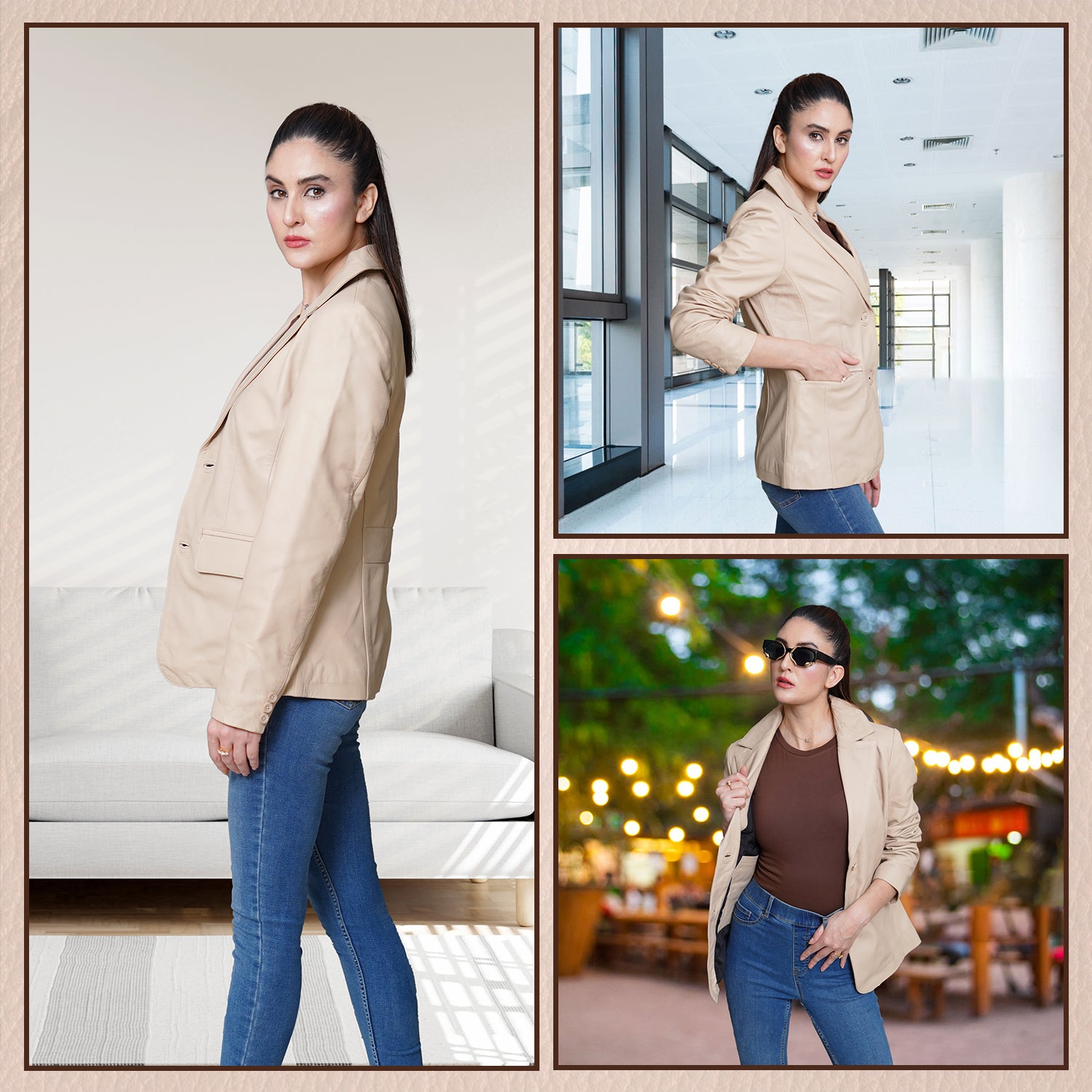 Women Fawn Leather Jacket