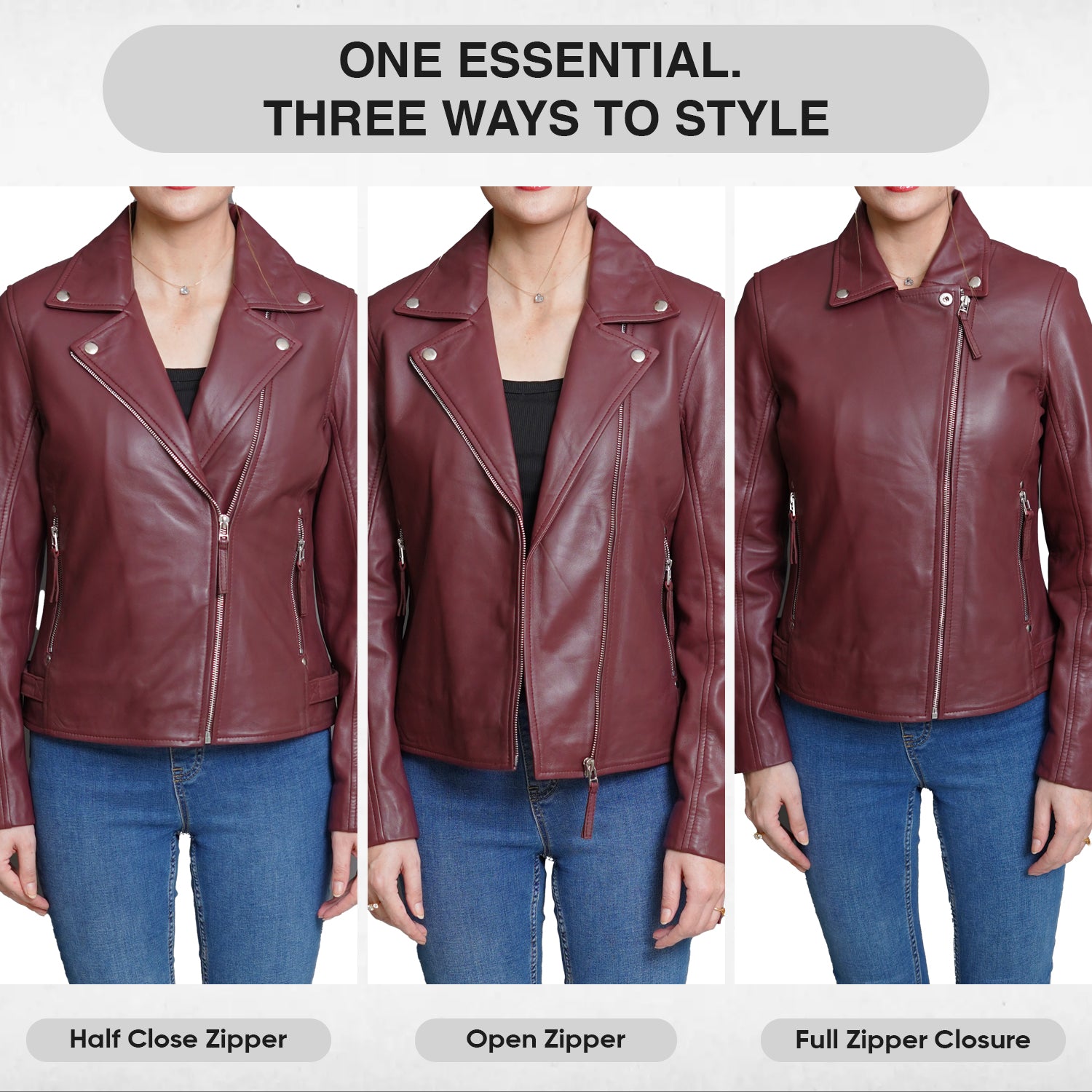 Women Maroon Leather Jacket Sale