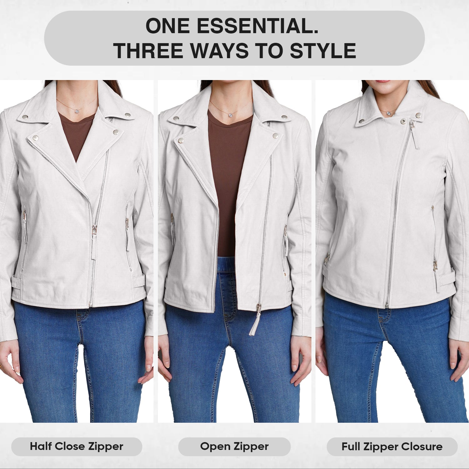 White Leather Jacket Women Distressed