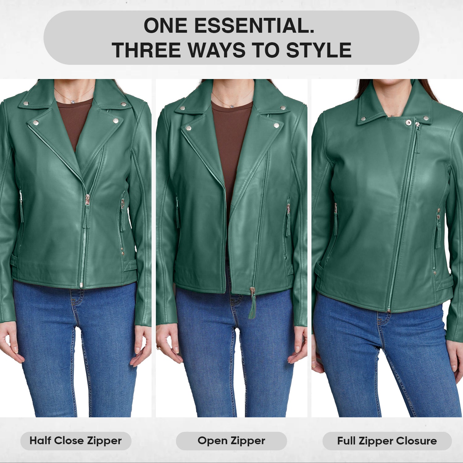 Women Green Leather Jacket Outfit