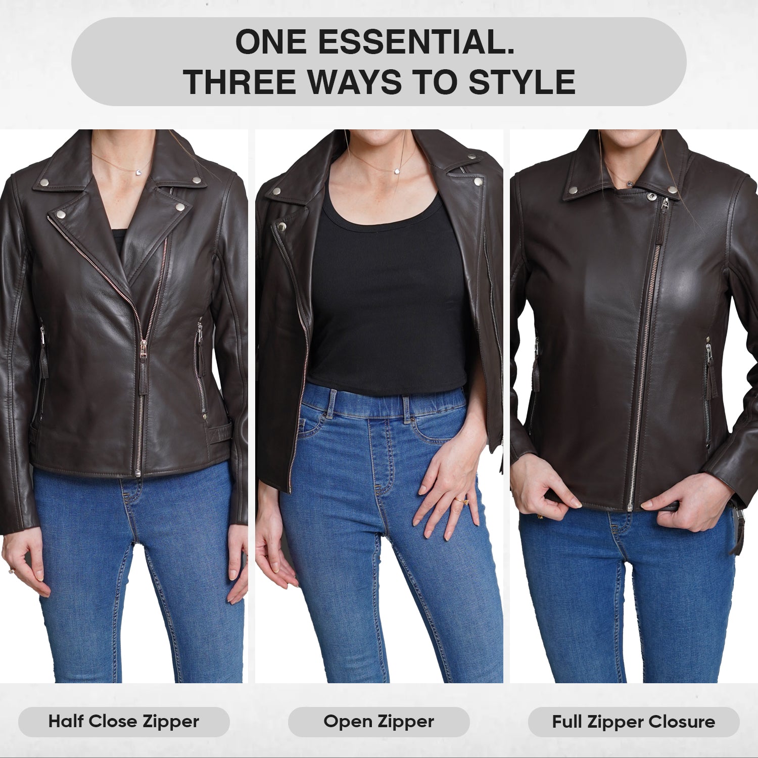 Moto Brown Leather Jacket Women