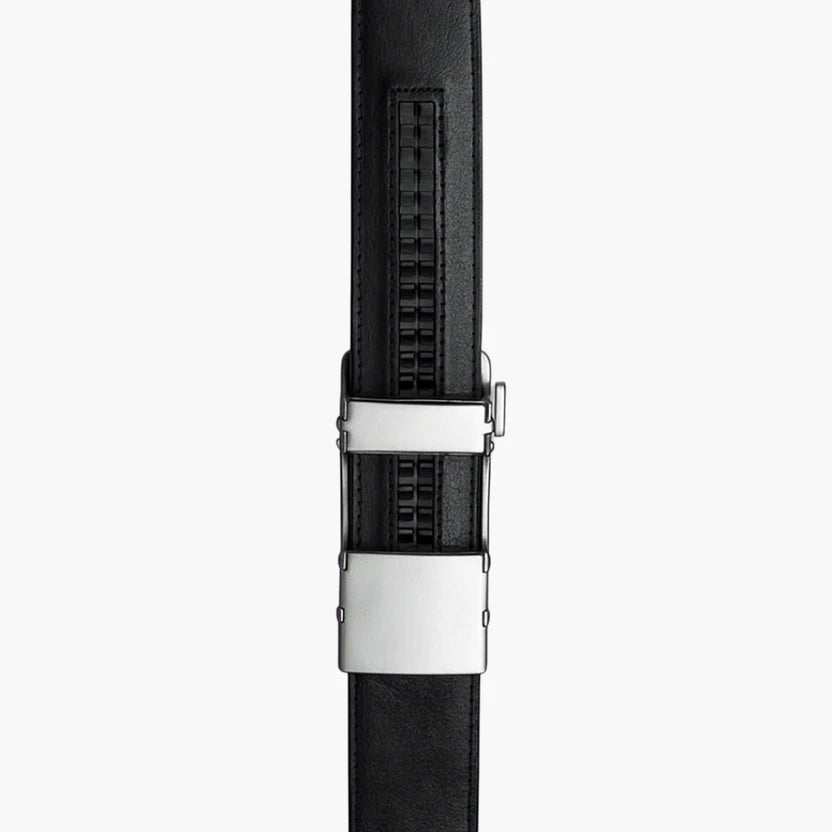 Micro Adjustable No Hole Leather Belt - Black
