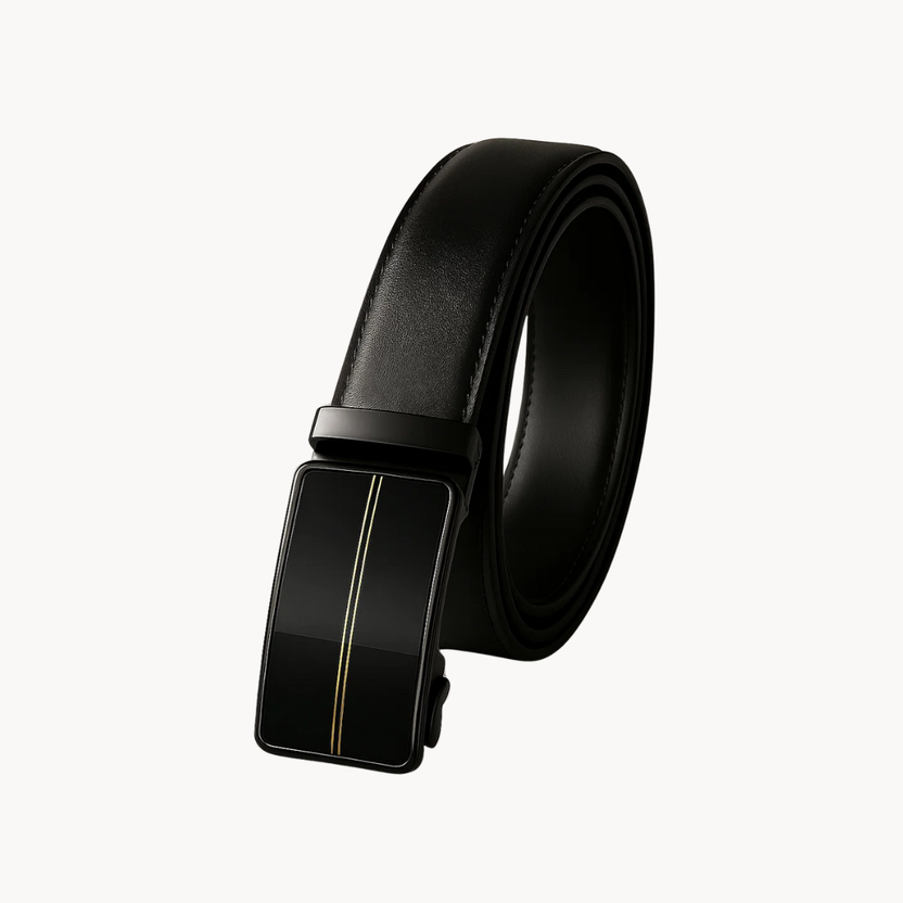 Micro Adjustable No Hole Leather Belt - Black