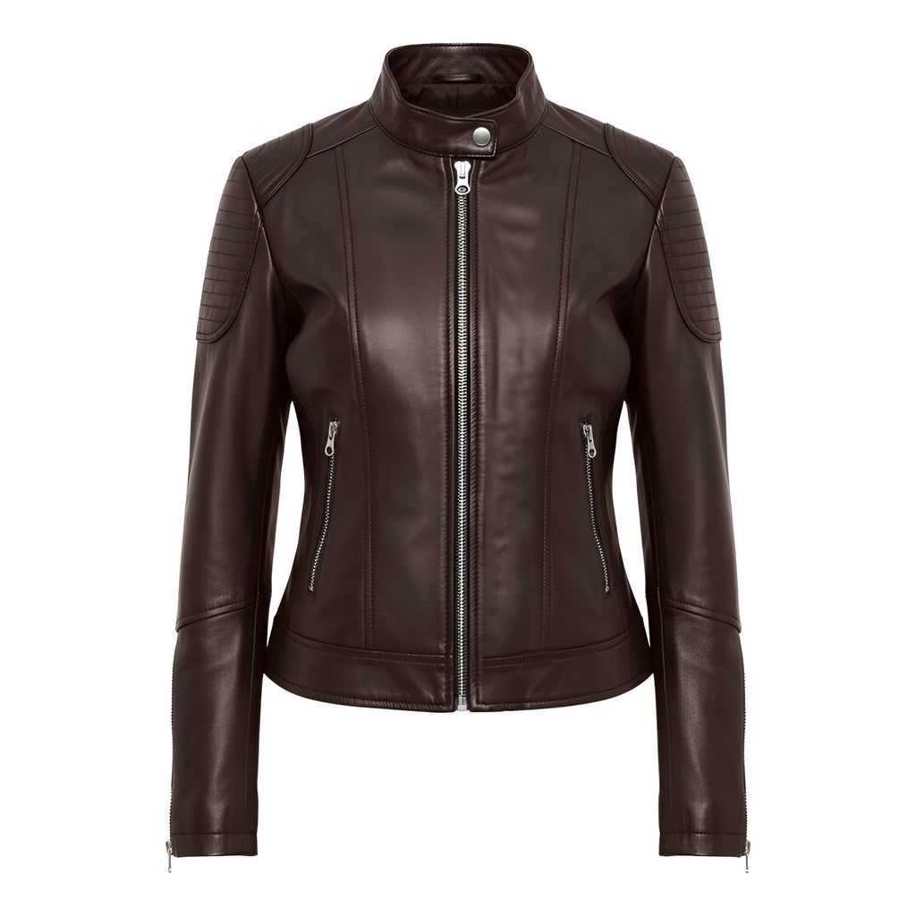 Women Leather Bomber Jacket