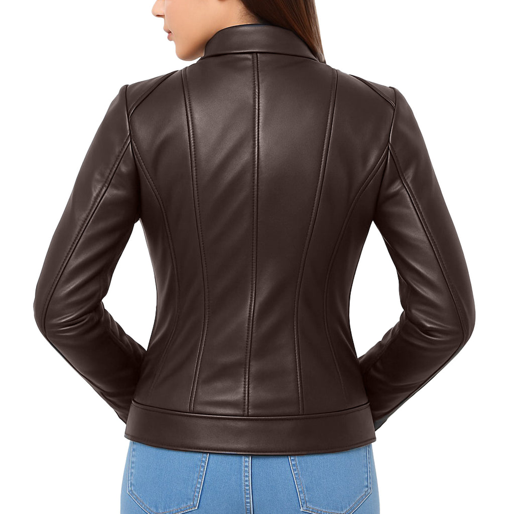 Women Leather Bomber Jacket