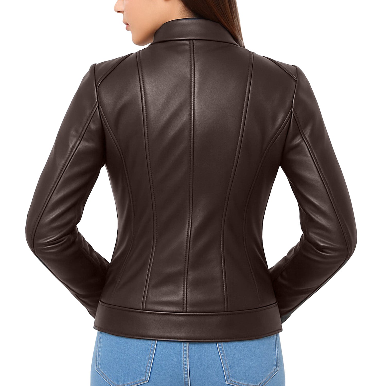 Women Leather Bomber Jacket