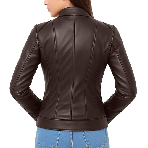 Women Leather Bomber Jacket
