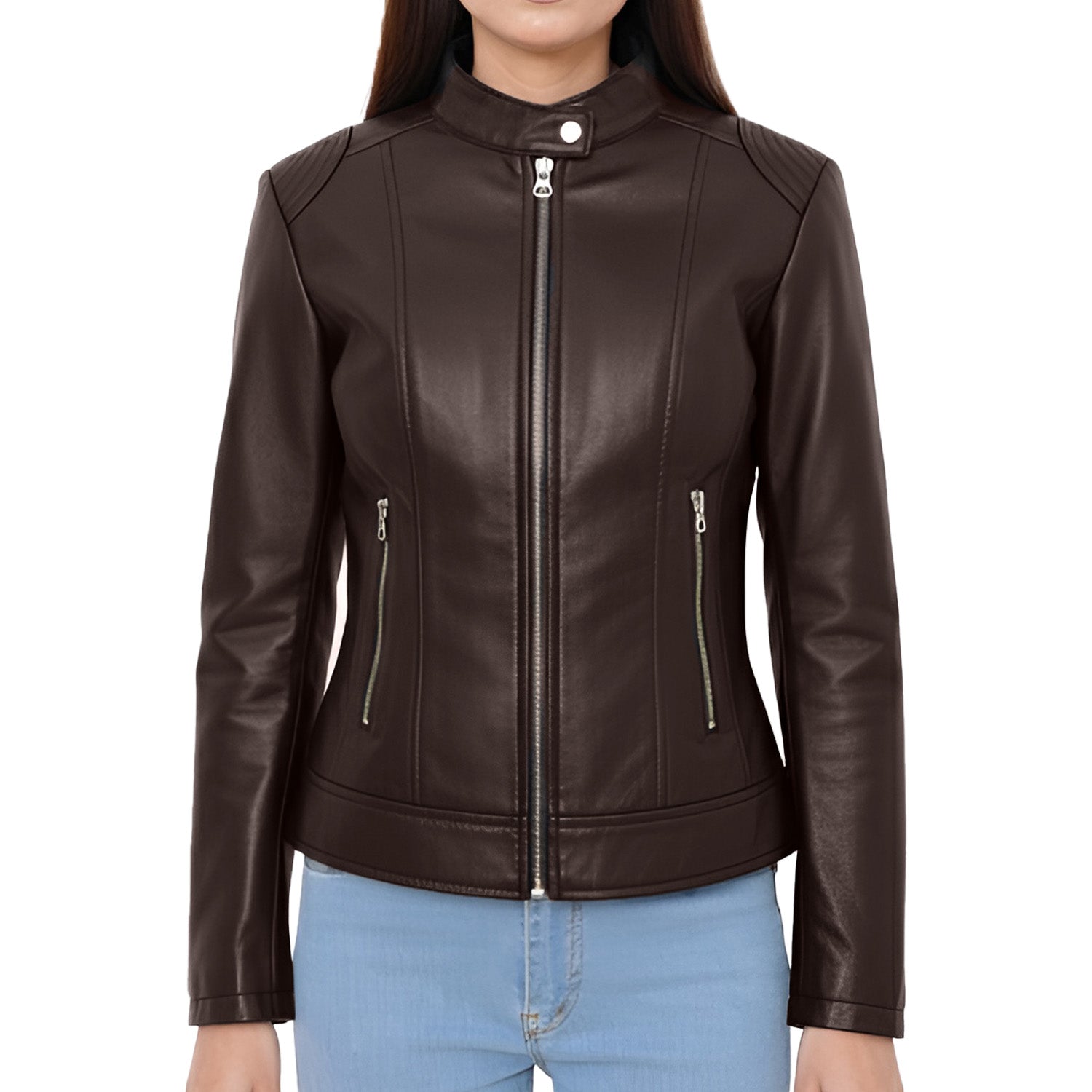 Women Leather Bomber Jacket