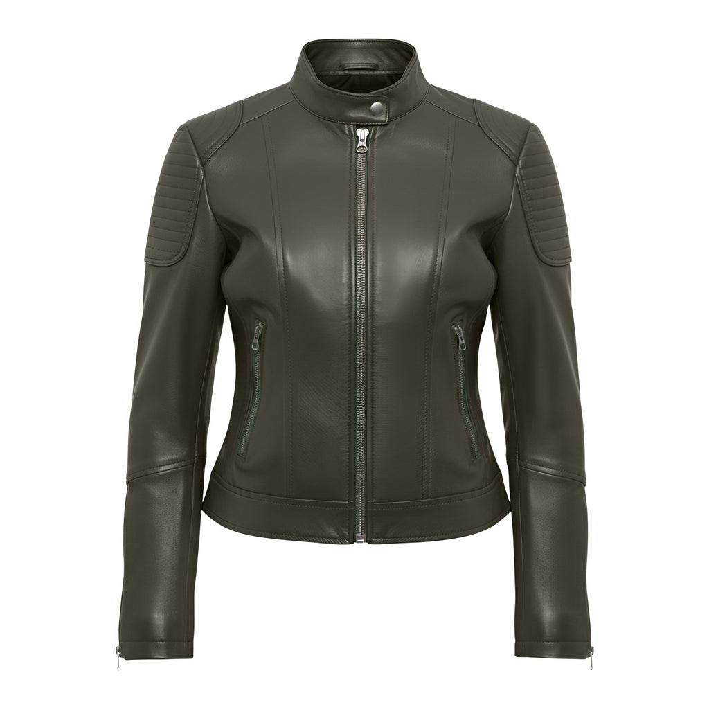 Women Leather Bomber Jacket