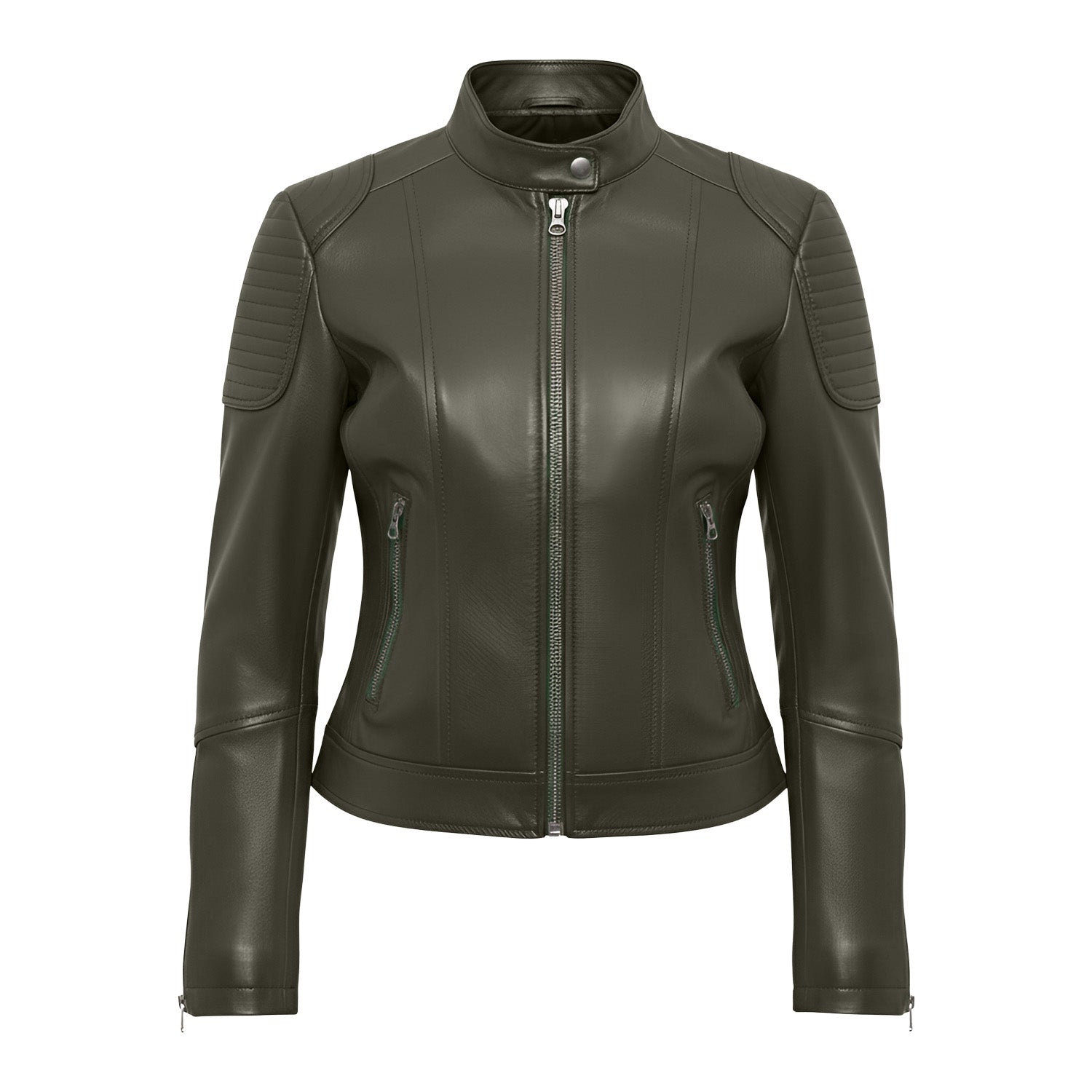 Women Leather Bomber Jacket