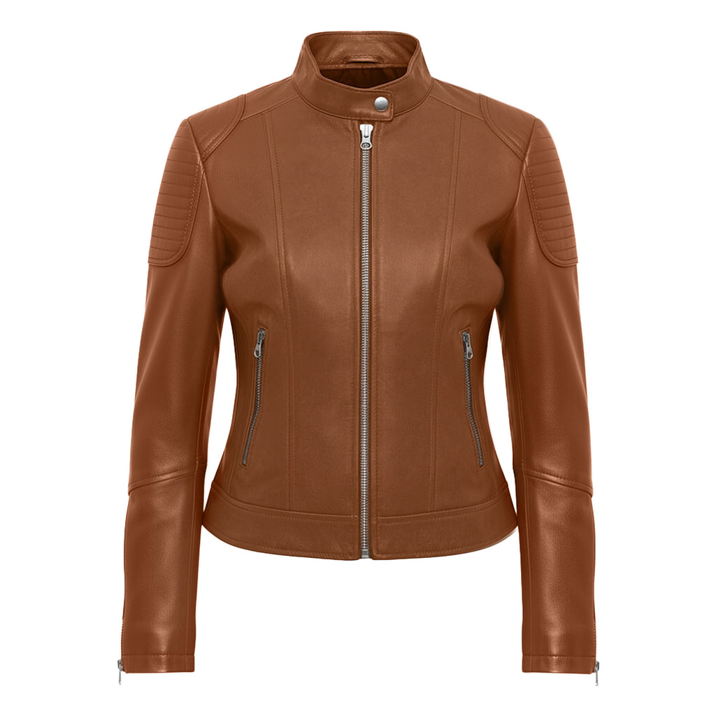 Women Leather Bomber Jacket