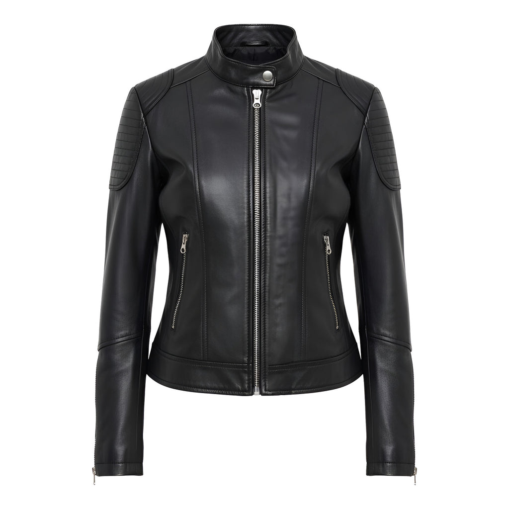 Women Leather Bomber Jacket