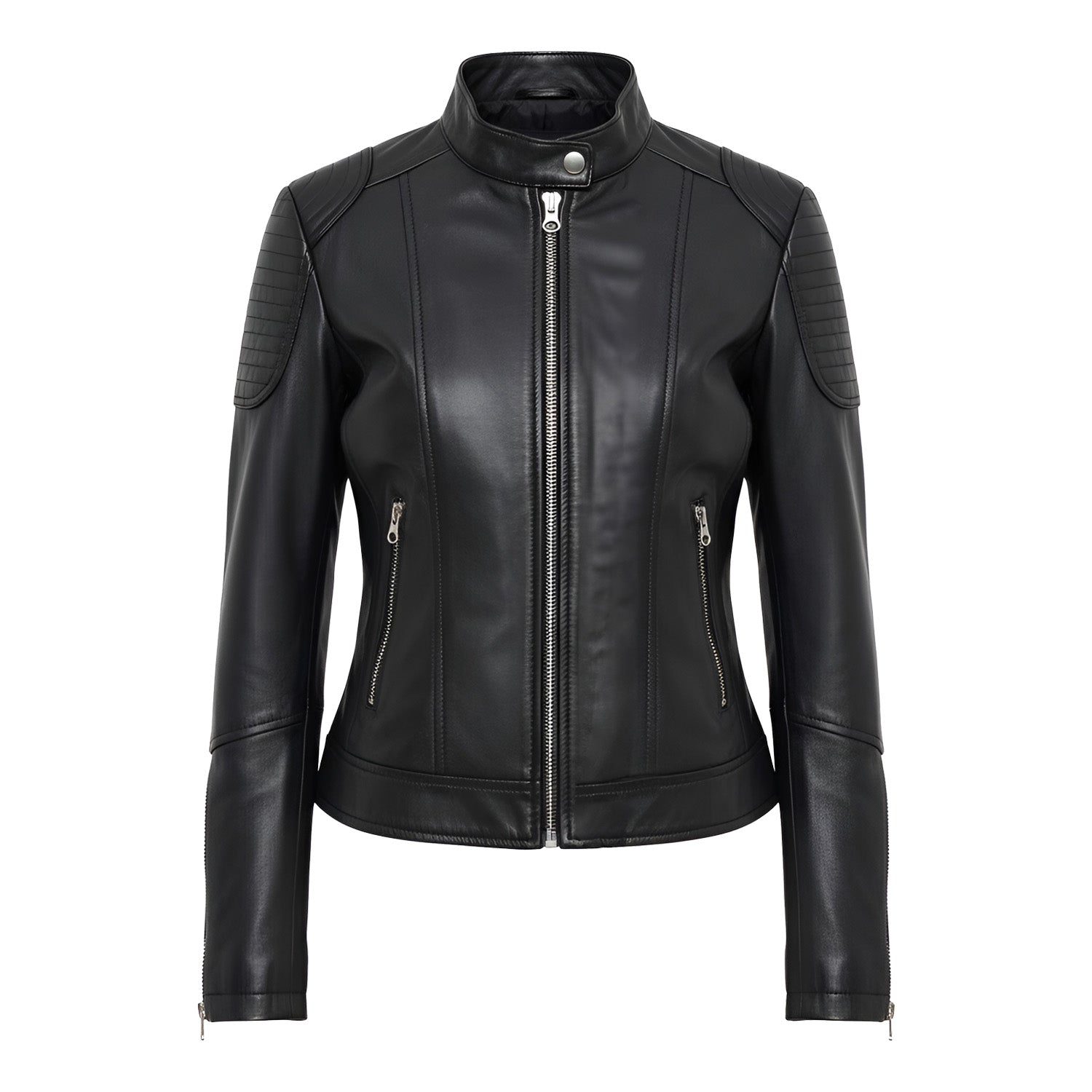 Women Leather Bomber Jacket