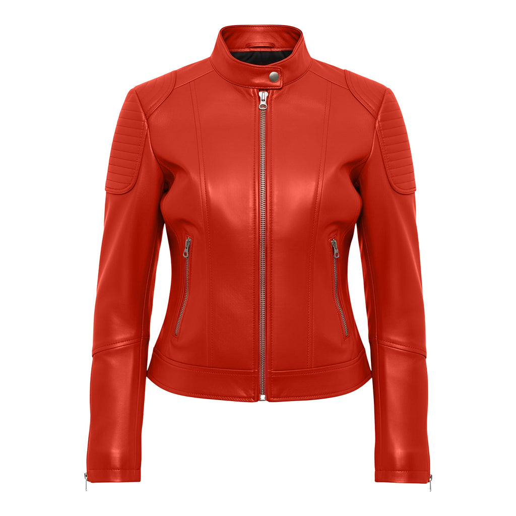 Women Leather Bomber Jacket