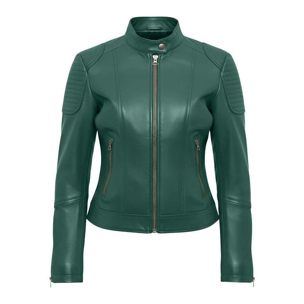 Women Leather Bomber Jacket